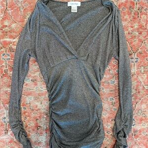 Calvin Klein women's grey, knit, wrap-front top